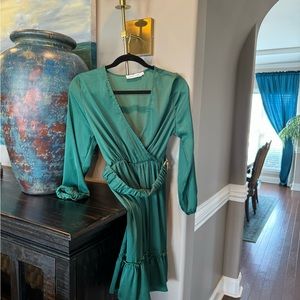 Italian silk green dress Adele Altman M